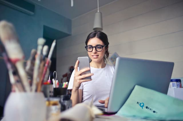 Woman working on laptop